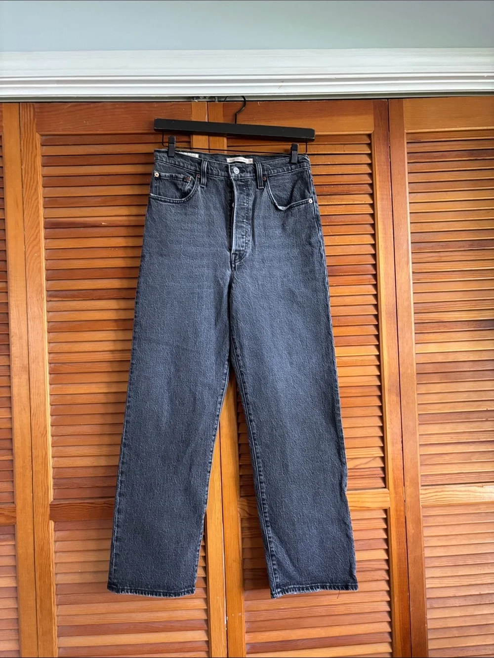 Levi's Premium‎ Ribcage Straight Ankle Women’s Washed Black Straight Jeans Sz 30